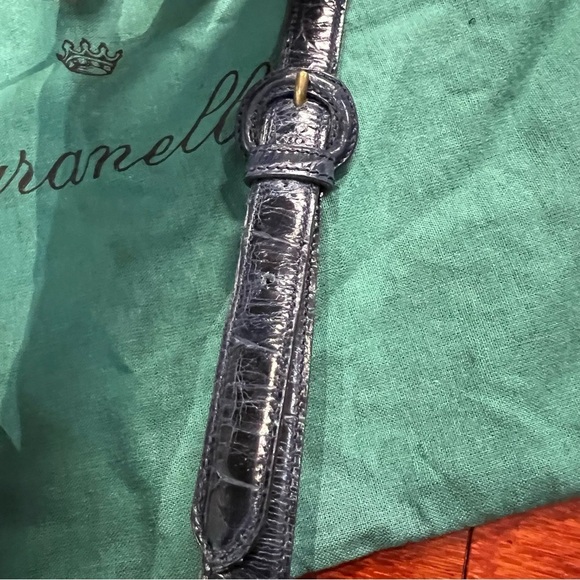 Granello 80s vintage navy leather shoulder crocodile bag excellent condition - Picture 8 of 14